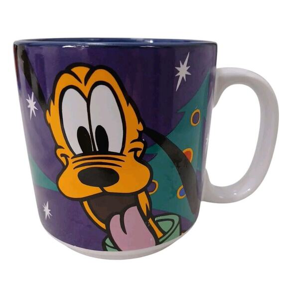 Disney Store PLUTO Dog Christmas Mug Coffee CUP Purple Holidays Tree Collector - Picture 2 of 8
